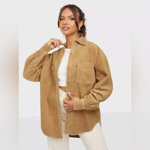 Levi's Corduroy Remi‎ Utility Button Down Oversized Shirt Iced Coffee Size L